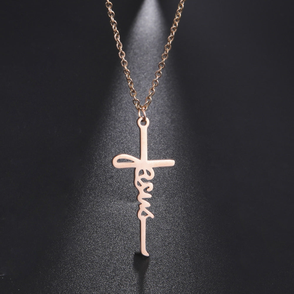 Sweet Jesus Cross Pendant Stainless Steel Necklace
