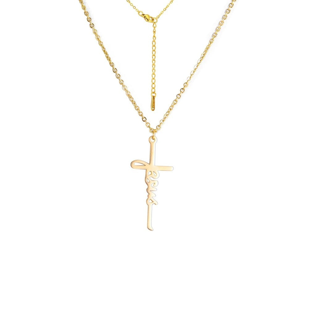 Sweet Jesus Cross Pendant Stainless Steel Necklace