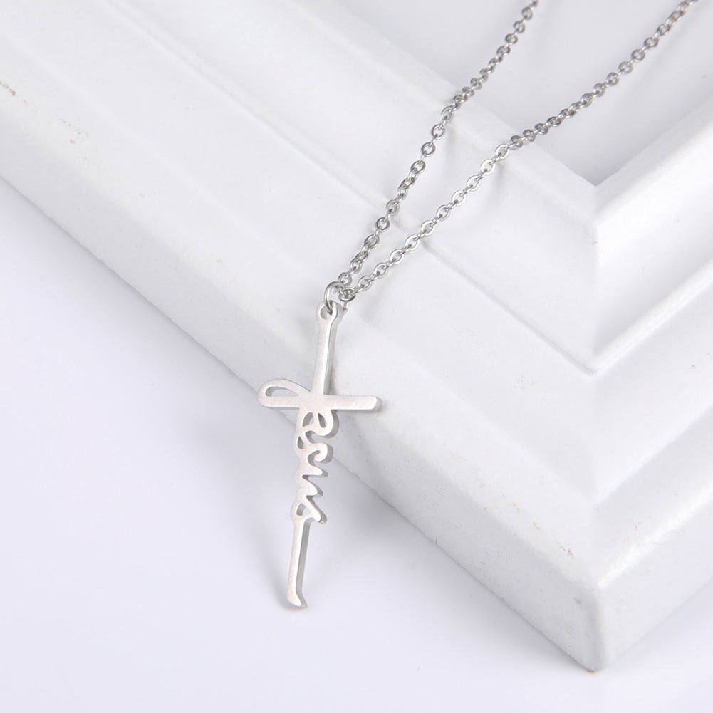 Sweet Jesus Cross Pendant Stainless Steel Necklace