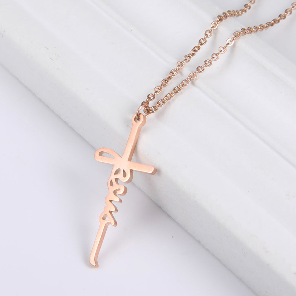 Sweet Jesus Cross Pendant Stainless Steel Necklace