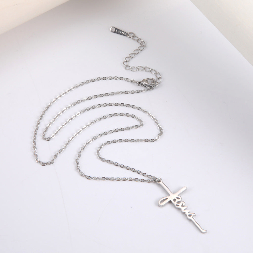 Sweet Jesus Cross Pendant Stainless Steel Necklace