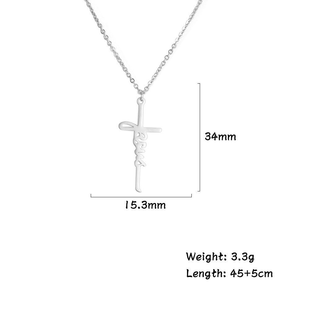 Sweet Jesus Cross Pendant Stainless Steel Necklace