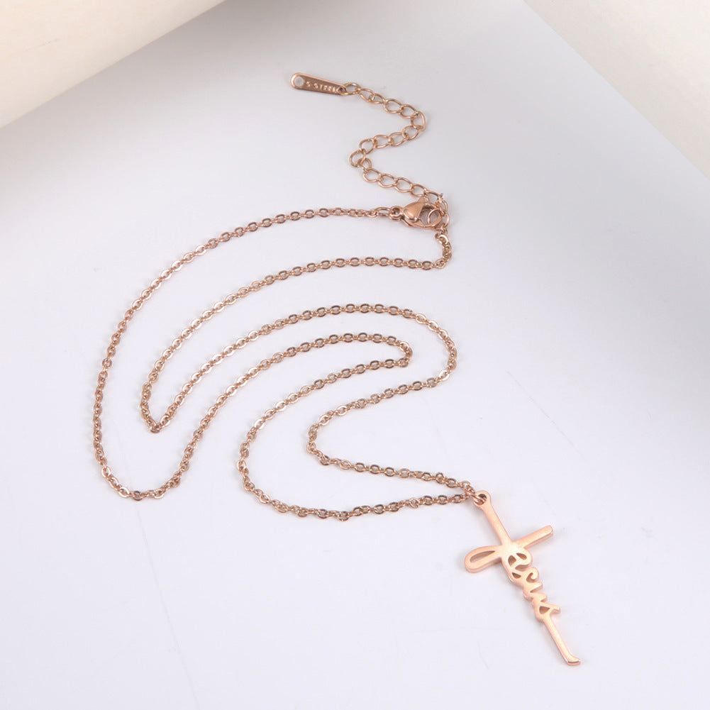 Sweet Jesus Cross Pendant Stainless Steel Necklace
