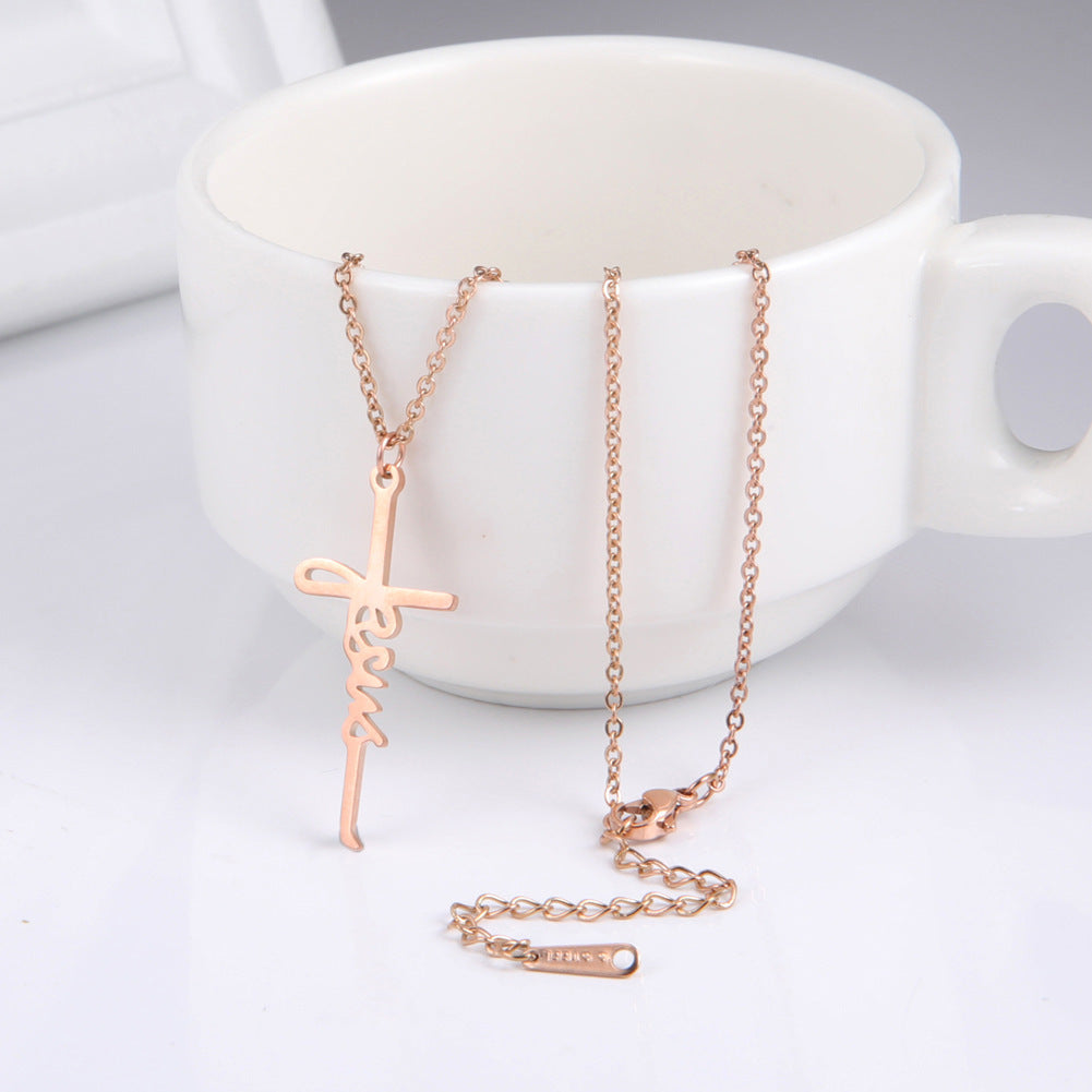 Sweet Jesus Cross Pendant Stainless Steel Necklace