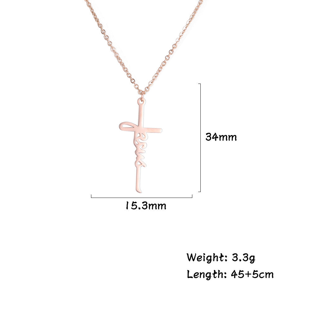 Sweet Jesus Cross Pendant Stainless Steel Necklace